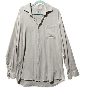 Jhane Barnes Shirt Mens 17 36/37 Tall Ivory 100% Cotton Windowpane Academia